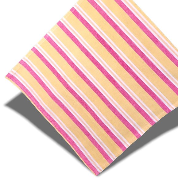 Home Dining Cloth Napkins Set (6) Hampton Stripe Pink Yellow Cotton - Picture 2 of 6
